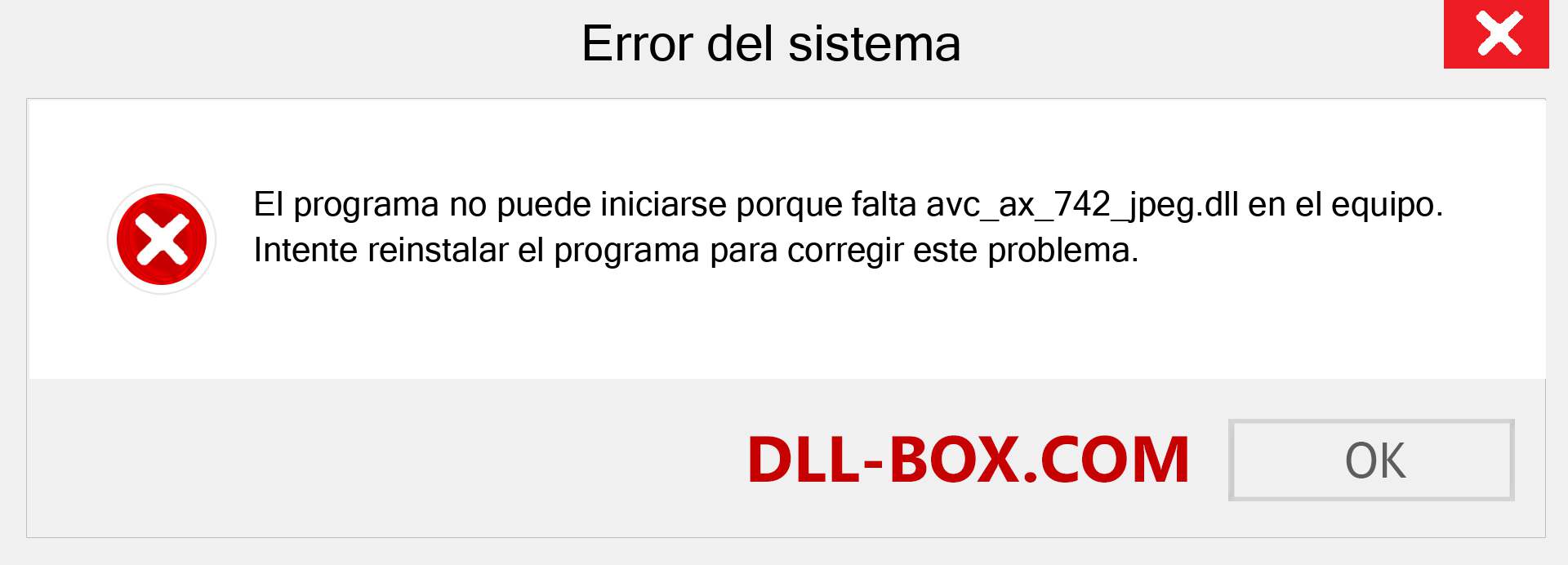 ¿Falta el archivo avc_ax_742_jpeg.dll ?. Descargar para Windows 7, 8, 10 - Corregir avc_ax_742_jpeg dll Missing Error en Windows, fotos, imágenes